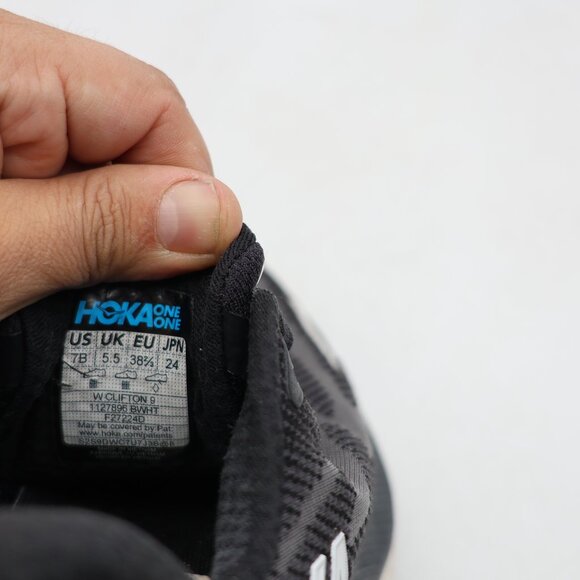 Hoka Clifton 9 Women's 7 B Athletic Performance Running Sneakers Black White - Picture 3 of 9